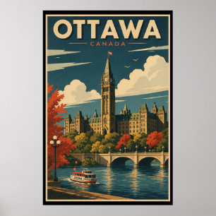 Vintage Ottawa Canada Travel Poster