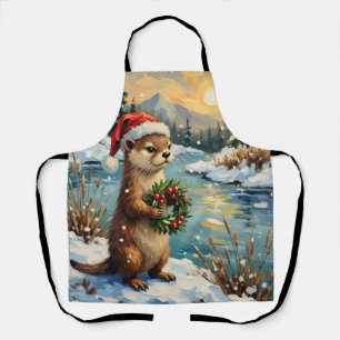 Vintage Otter with Christmas Wreath by Frozen Apron