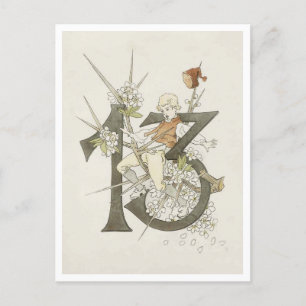 Vintage Ottilia Adelborg Floral Number - 13 Postcard