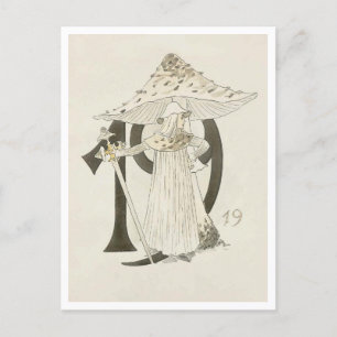 Vintage Ottilia Adelborg Floral Number - 19 Postcard