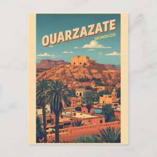 Vintage Ouarzazate city kasbah Sahara Desert moroc Postcard