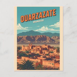 Vintage Ouarzazate city kasbah Sahara Desert moroc Postcard