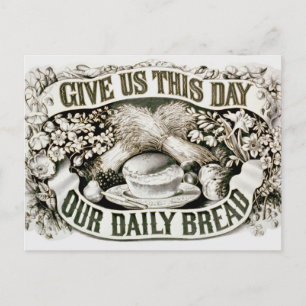 Vintage Our Daily Bread Christian Prayer 1872 Postcard