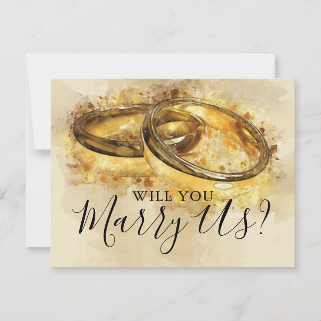 Vintage Our Officiant | Wedding Rings Marry Us Invitation (Front)