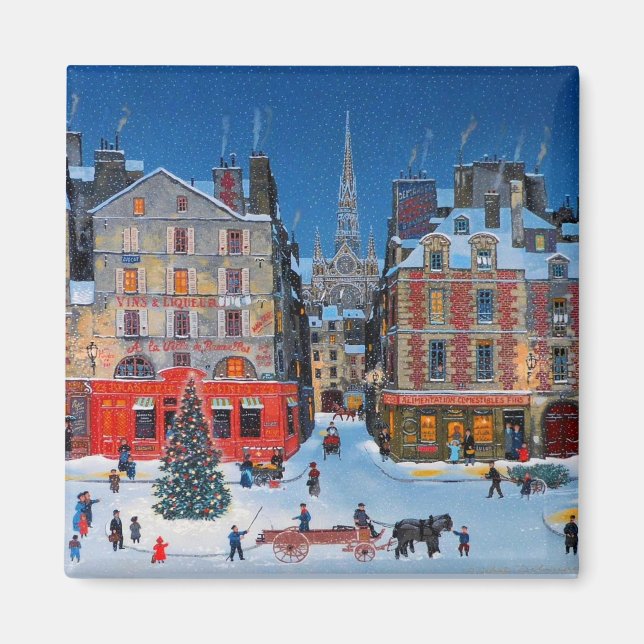 Vintage Outdoor Christmas Scene Magnet (Front)