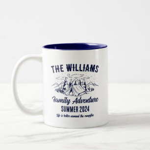 Vintage Outdoor Family Adventure Camping Trip Two-Tone Coffee Mug