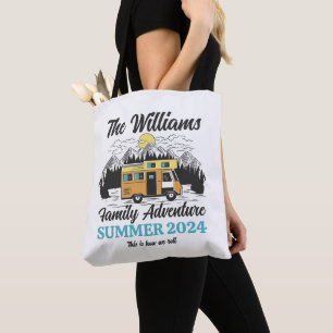 Vintage Outdoor Family Camping RV Van Road Trip Tote Bag