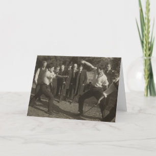 Vintage Outdoor Fencing Bout Note Card