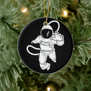 Vintage Outer Space Funny Astronaut Ceramic Tree Decoration