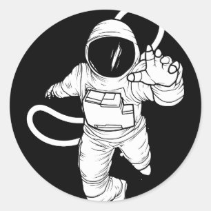 Vintage Outer Space Funny Astronaut Classic Round Sticker
