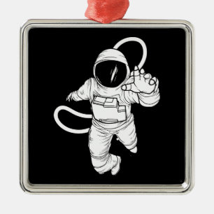 Vintage Outer Space Funny Astronaut Metal Tree Decoration