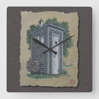 Vintage Outhouse Square Wall Clock