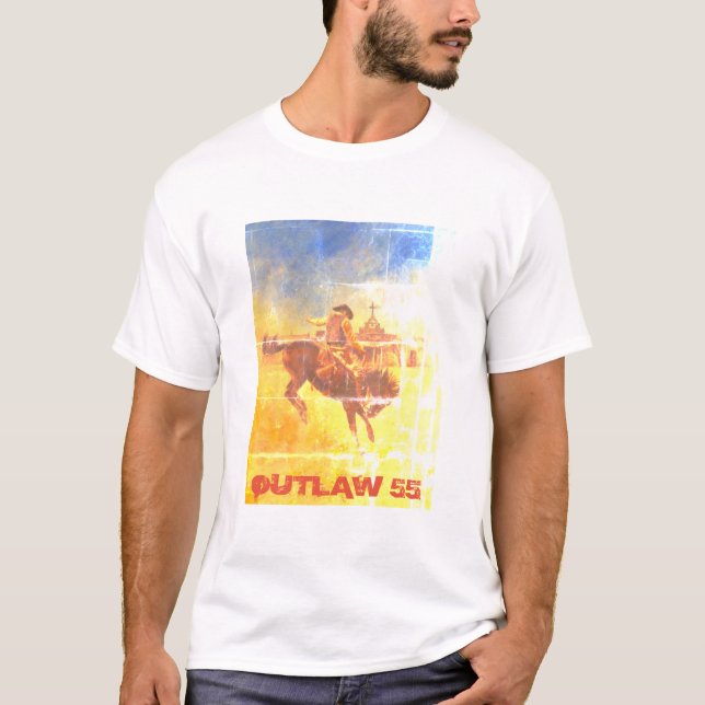 Vintage Outlaw 55 Bucking Cowboy T-shirt (Front)