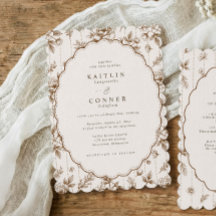 Vintage Oval Brown & Cream French Floral Wedding