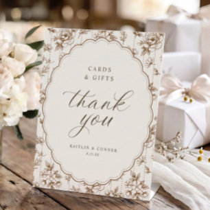 Vintage Oval Cards & Gifts Brown & Cream Wedding Pedestal Sign