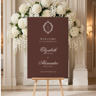 Vintage Oval Crest Brown Old Money Wedding Welcome Poster