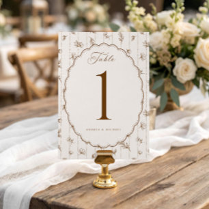 Vintage Oval Frame Brown Wedding Table Numbers
