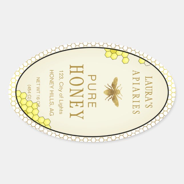 Vintage Oval Honey Bee Queenline Apiarist Label  (Front)