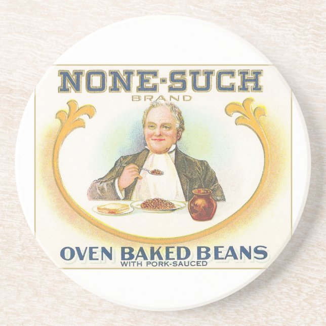 Vintage Oven Baked Beans Label Coaster (Front)