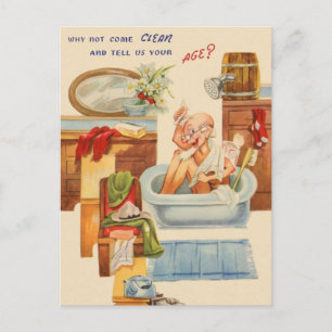 Vintage Over the Hill Birthday Postcard