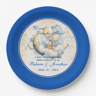 Vintage Over the Moon Baby Shower Paper Plate