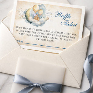 Vintage Over the Moon Baby Shower Raffle Ticket Enclosure Card