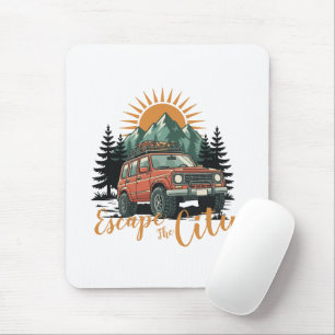 Vintage Overland 4x4 Adventure Escape The City Mouse Mat