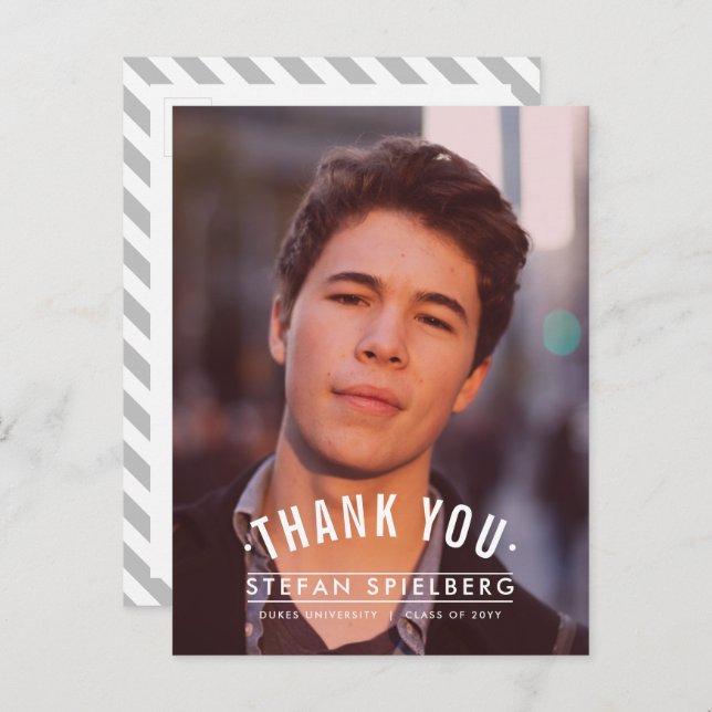 Vintage Overlay 1 Graduation Thank You Postcard (Front/Back)