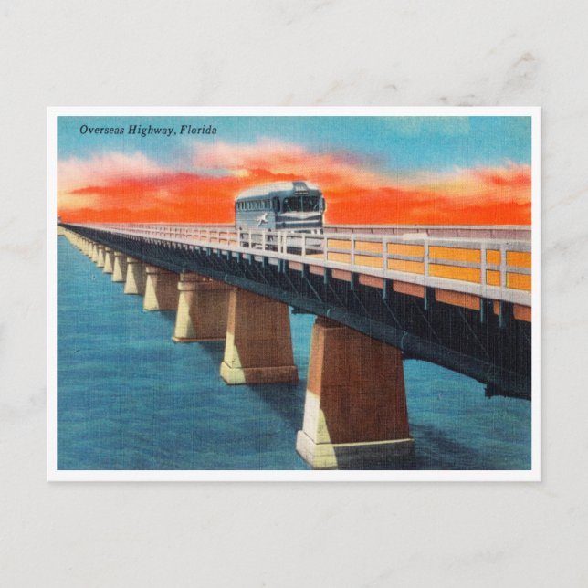 Vintage Overseas Highway, Florida Travel Postcard (Front)