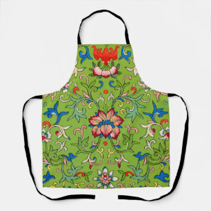 Vintage Owen Jones Chinese Ornament Green Floral Apron