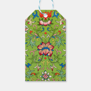 Vintage Owen Jones Chinese Ornament Green Floral Gift Tags
