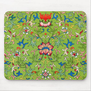 Vintage Owen Jones Chinese Ornament Green Floral Mouse Mat