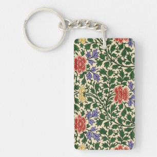 Vintage Owen Jones Chinoiserie Peony Pattern Key Ring