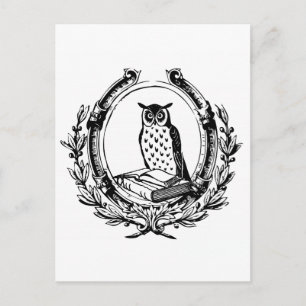 Vintage Owl and Book Bookplate Postcard