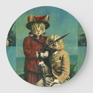 Vintage Owl And Pussy Cat Wall Clock
