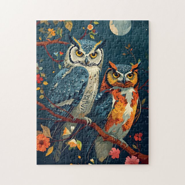 Vintage owl art jigsaw puzzle (Vertical)