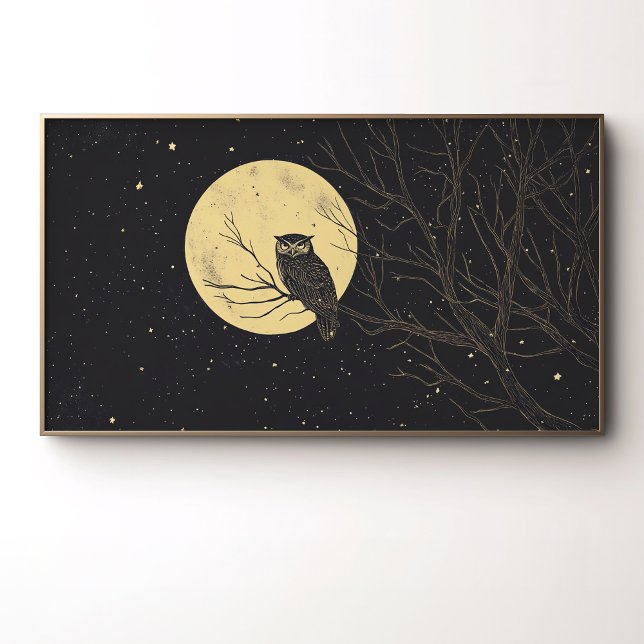 Vintage Owl Art Under a Moonlit Sky Poster (Creator Uploaded)