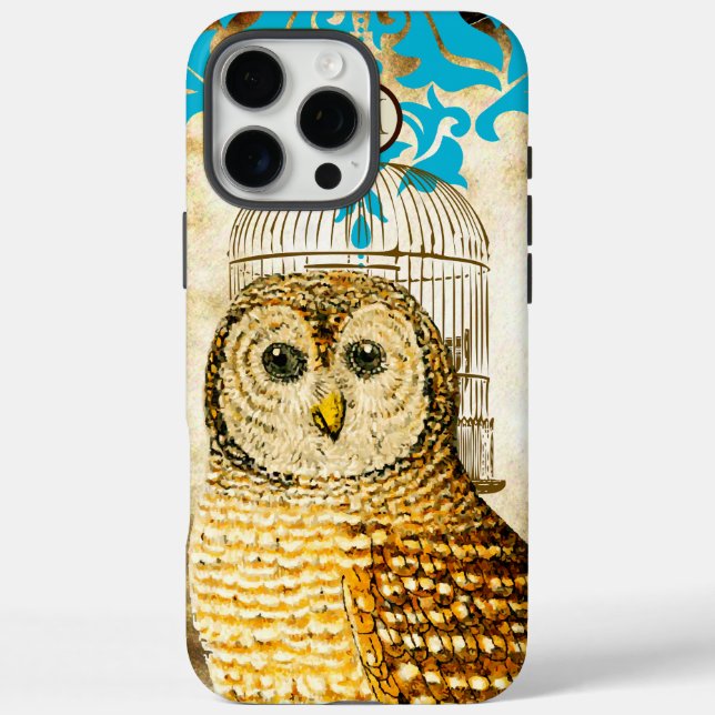 Vintage Owl Birdcage Damask  Case-Mate iPhone Case (Back)
