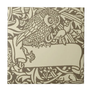 Vintage Owl Bookplate Arts and Crafts Walter Crane Tile