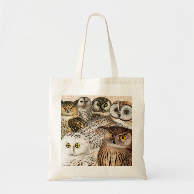 Vintage Owl Collage Tote Bag (Front)