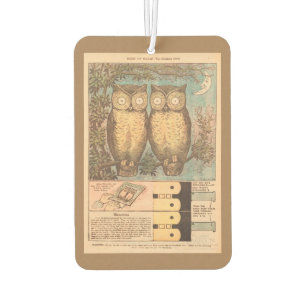 Vintage owl cute fall children's craft blue brown  car air freshener