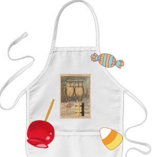 Vintage owl cute fall childrens craft kids apron
