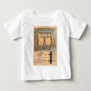 Vintage owl cute fall  kid's craft brown blue baby T-Shirt