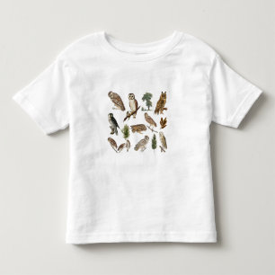 Vintage Owl Forest Pattern Toddler T-Shirt