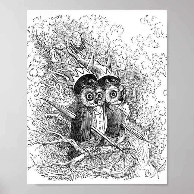Vintage Owl Illustration Poster (Front)