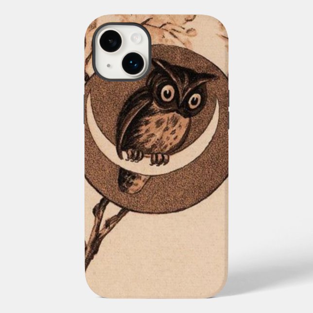 Vintage Owl in Moon Case-Mate iPhone Case (Back)