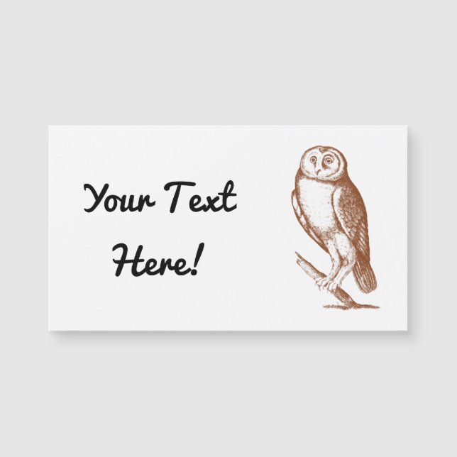 Vintage Owl Magnetic Business Card (Front)