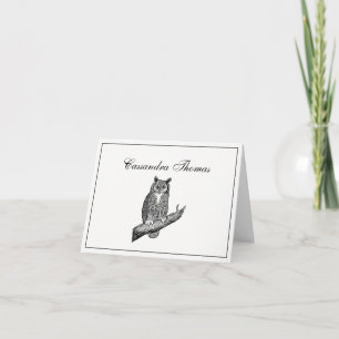 Vintage Owl on Branch #1 Frame H Thank You Card