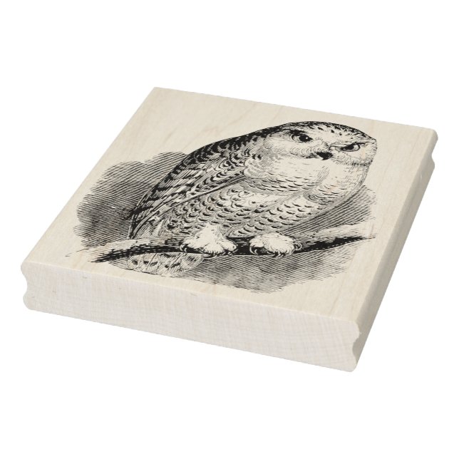 Vintage Owl on Branch Rubber Art Stamp (Stamp)
