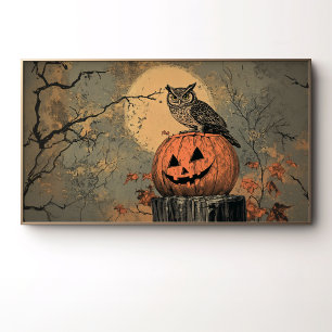 Vintage Owl on Jack-o'-Lantern Poster